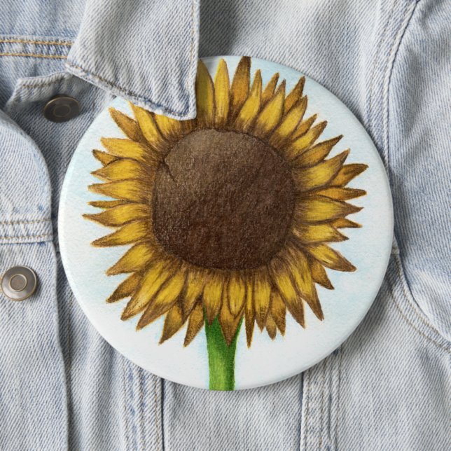 Pretty Sunflower 6 Cm Round Badge (In Situ)