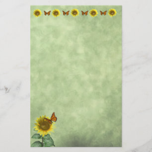Pretty Sunflower and Butterfly Stationery