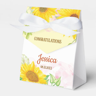 Pretty Sunflower Baby Shower  3"w x 1.5"l x 3.25"h Favour Box
