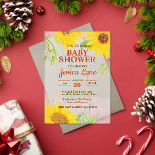 Pretty Sunflower Baby Shower Acrylic Invitations