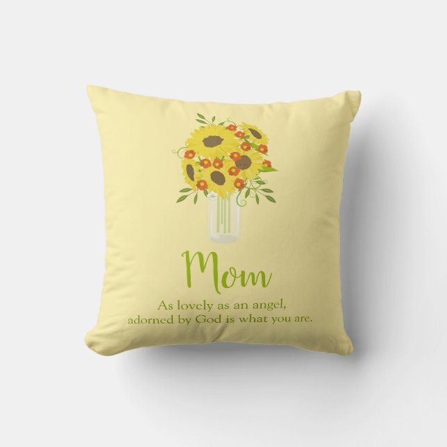 Pretty Sunflower Bouquet for Mum Cushion (Front)