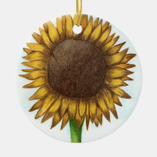 Pretty Sunflower Ceramic Tree Decoration (Front)