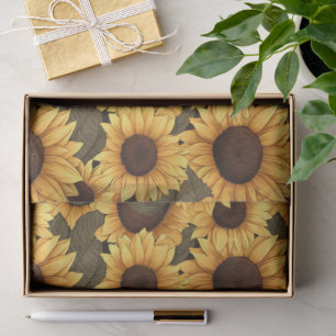 Pretty Sunflower Illustration All Over Print Tissue Paper