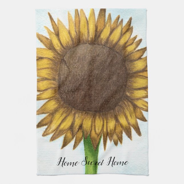 Pretty Sunflower Tea Towel (Vertical)
