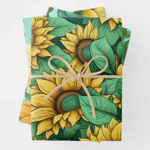  Pretty Sunflower Wrapping Paper Sheets