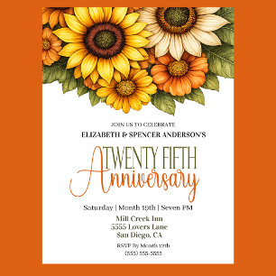 Pretty Sunflowers 25th Anniversary Invitation