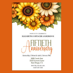 Pretty Sunflowers 50th Anniversary Invitation