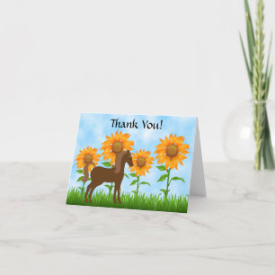 Pretty Sunflowers & Horse Thank You Card