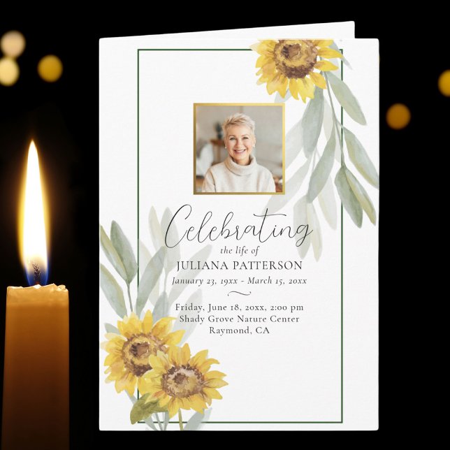 Pretty Sunflowers Photo Order of Service Funeral Programme (Creator Uploaded)