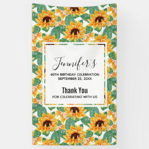 Pretty Sunflowers Yellow & Green Pattern Birthday Banner