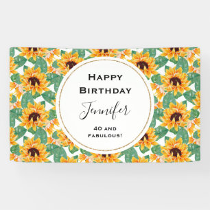 Pretty Sunflowers Yellow & Green Pattern Birthday Banner