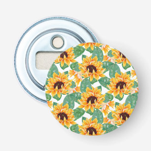 Pretty Sunflowers Yellow & Green Pattern Bottle Opener