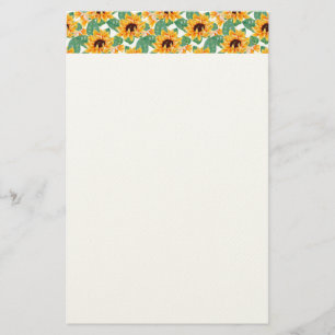 Pretty Sunflowers Yellow & Green Pattern Stationery