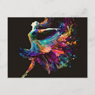 Pretty Surreal Colour Splash Dancing Ballerina Postcard