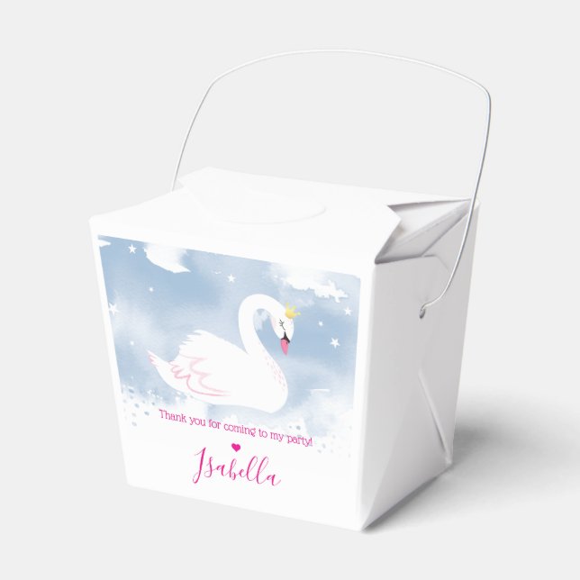 PRETTY SWAN PRINCESS stylish blue pink colours Favour Box (Front Side)