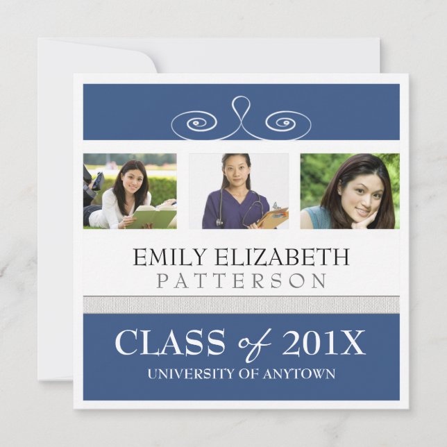 Pretty Swirl Photo College Graduation Announcement (Front)