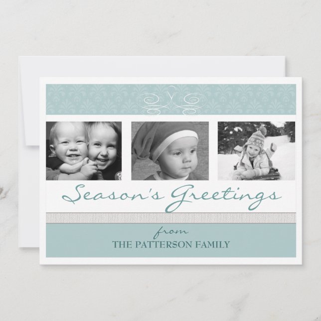 Pretty Swirl Season's Greetings Holiday Photo Card (Front)