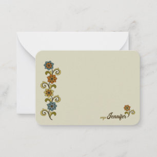 Pretty swirly flowers leaves mediaeval style CC127 Card