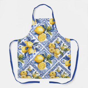 Pretty Talavera Tile All-Over Print Apron Lemons