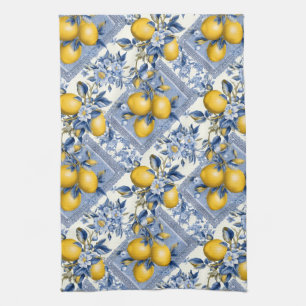 Pretty Talavera Tile All-Over Print Lemons Tea Towel