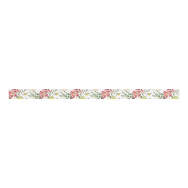 Pretty Tan Floral  Grosgrain Ribbon (Front)