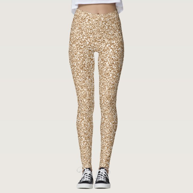 Pretty Tan Glittery Look Leggings (Front)