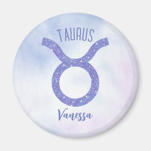 Pretty Taurus Astrology Sign Personalized Purple Magnet