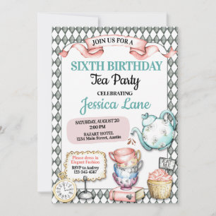 Pretty Tea Birthday Party Invitation