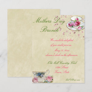 Pretty Tea Cups, Mother's Day or Wedding Brunch Invitation