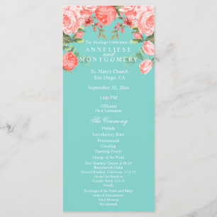 Pretty Teal and Coral Floral Design - Program Programme