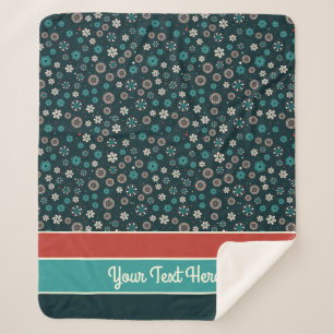 Pretty Teal Aqua Red White Scandinavian Snowflakes Sherpa Blanket