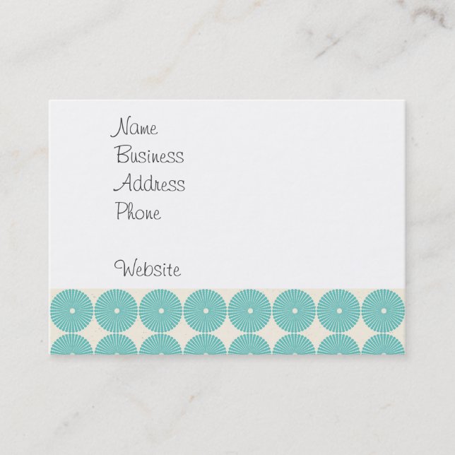Pretty Teal Aqua Turquoise Blue Circles Discs Business Card (Front)