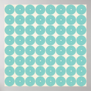 Pretty Teal Aqua Turquoise Blue Circles Discs Poster