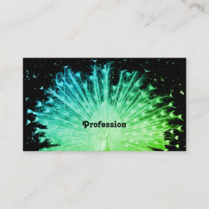 Pretty Teal Green Ombre Peacock with Glitter Stars Business Card