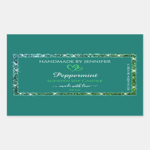Pretty Teal Green Product Labels Glitter Sparkle