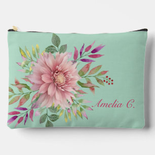 Pretty Teal & Pink Floral Cosmetic Bag