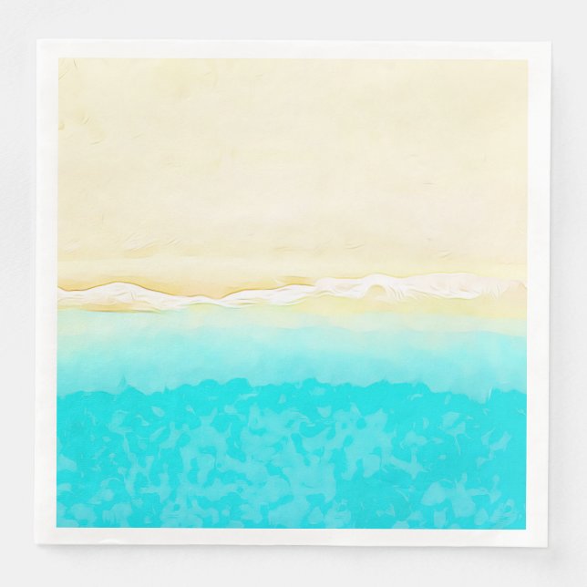 Pretty Teal Water Ocean Shore Beach Themed Napkin (Front)