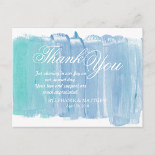 Pretty Teal Watercolor Thank You Postcards