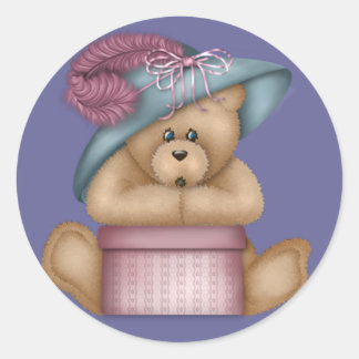 Pretty Teddy Bear with a Hat Box Stickers