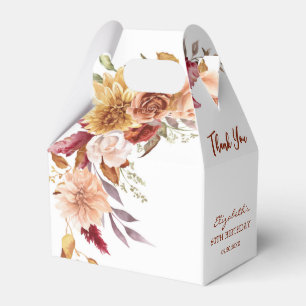 Pretty Terracotta Autumn Floral Botanical Birthday Favour Box