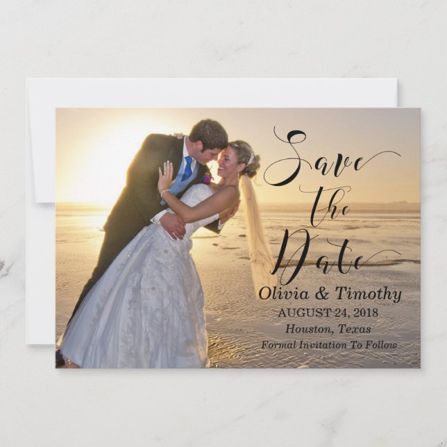 Pretty Text Overlay Photo "Save The Date" Save The Date (Front)