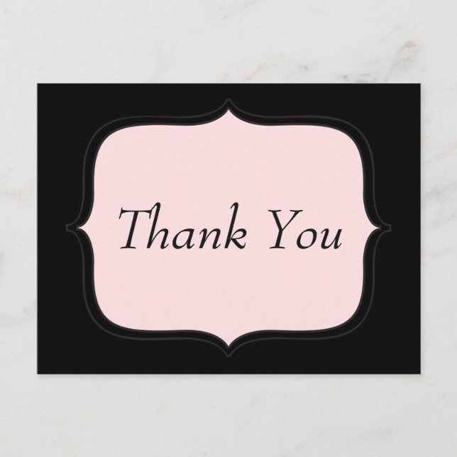 Pretty Thank You Pink and Black Postcard (Front)