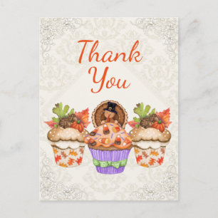 Pretty Thanksgiving Cupcakes Thank You Postcard
