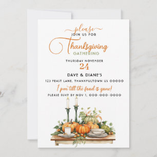 Pretty Thanksgiving Table Setting Gathering  Invitation