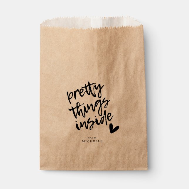 Pretty Things Inside, Modern Script Custom Favour Bags (Front)