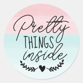Pretty Things Inside Pastel Blush Pink Turquoise Classic Round Sticker