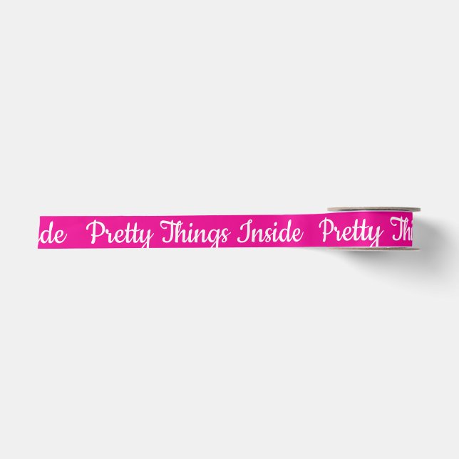 Pretty Things Inside Personalised Text And Logo  Satin Ribbon (Front)