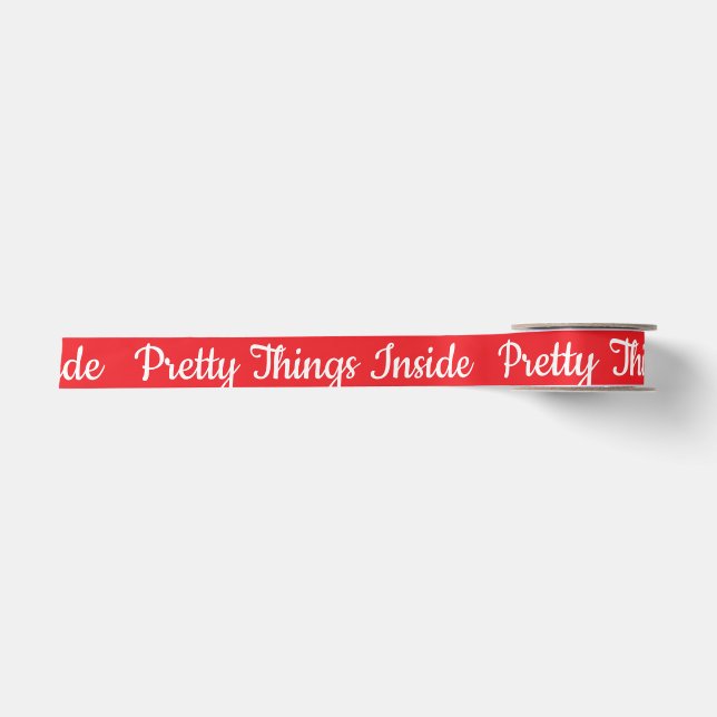 Pretty Things Inside Personalised Text And Logo  Satin Ribbon (Front)
