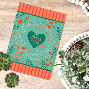 Pretty Thinking of You Modern Heart Stripe Card