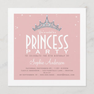 Pretty Tiara Princess Birthday Party Invitation